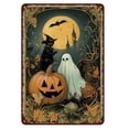 thumbnail image 2 of ZhyrZng Vintage Primitive Halloween Metal Sign 20x30cm Rustic Tin Wall Decor, Whimsical Witch Ghost Pumpkin Scarecrow Pattern, Indoor Outdoor Garden Porch Door Hanging Holiday Decor, 2 of 7