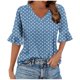 thumbnail image 2 of mfyjkho Tops De Tallas Grandes, Blusa Informal Con Cuello En V, Mangas Cortas Y Estampado Para Mujer Tops De Tallas Grandes S, 2 of 5