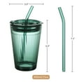 thumbnail image 3 of Glass Tumbler with Straw and Lid, Green Glasses Water Cup with Straw, Colored Glass Drinking Jars for Juice Beverages Iced Coffee Tea Smoothie Soda Milk, 15 oz, Dishwasher Safe, 3 of 4