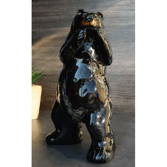 Rustic Western Woodlands Forest Black Bear South Paw Boxing Decorative Figurine