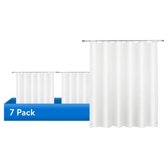 (7 pack) Mainstays PEVA Shower Curtain Liner, Medium Weight, 70 in x 71 in, Frosty