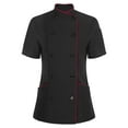 thumbnail image 1 of renvena Women's Short Sleeve Cross Collar Chef Coat Double Breasted Chef Jacket Kitchen Restaurant Work Uniform Black M, 1 of 7