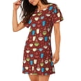 thumbnail image 2 of Fotbe Coffee Cups Bata de Dormir para Mujer con Estampado, Camisón de Algodón de Manga Corta, Ropa de Dormir Casual, 2 of 6