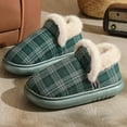 thumbnail image 3 of Rokment Plaid Christmas House Booties Slippers for Women Men Xmas Holiday Checkered Winter Fleece Lined Warm Slip on Boot Home Bedroom Memory Foam Shoes Indoor Outdoor Green Size 7.5, 3 of 6