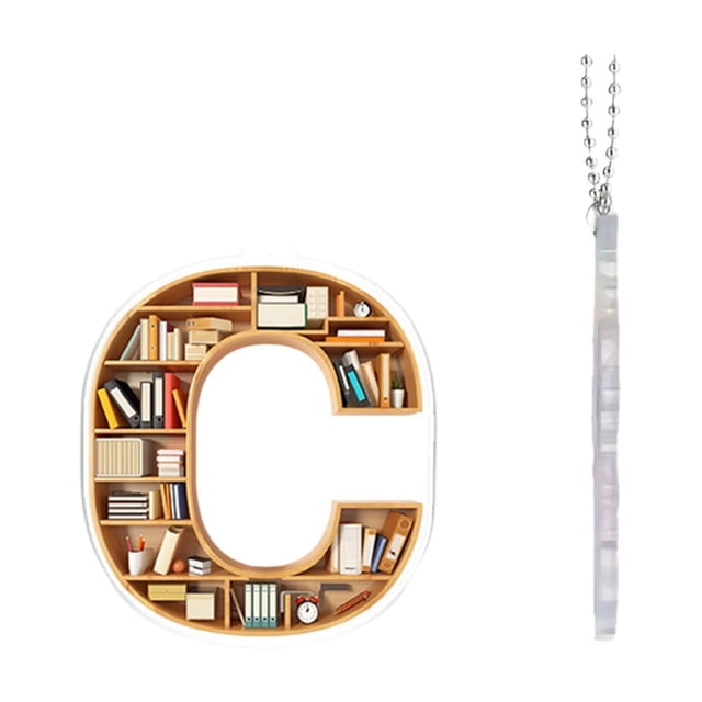 C 26 Letter Acrylic Keychain Pendant For Bookshelf With Colorful Design, Durable Acrylic Material And 26 Alphabet Patterns For Keychains, Pendants And Diy Crafts 7.6X8.5X0.3In 0.5Lb