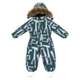 thumbnail image 3 of KAUOD Boys Cute Pattern Snowsuits One Piece Waterproof Snowboard Ski Jumpsuits Kids Faux-F𝐮r Hood Winter Insulated Ski Bib, 3 of 7