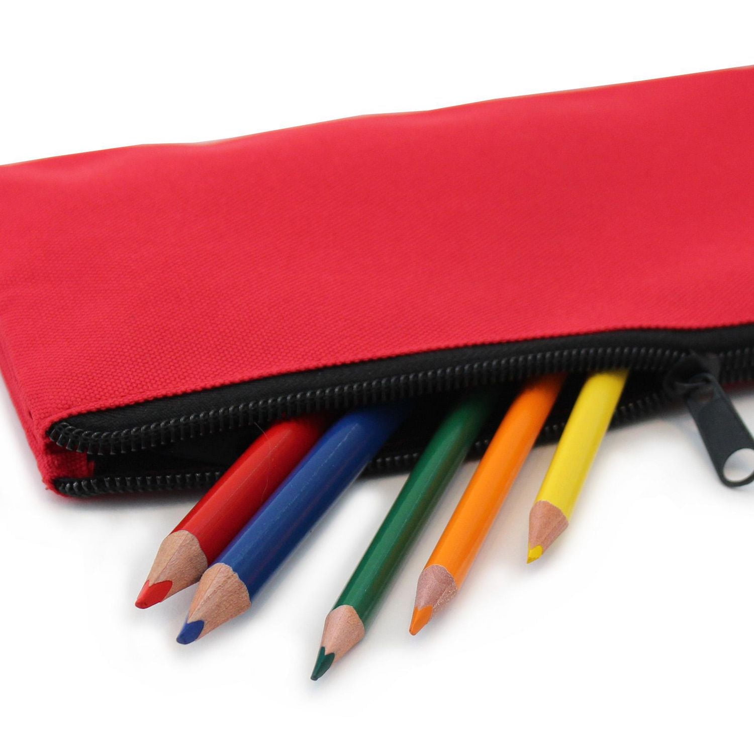 Pen + Gear Étui à crayons 3 poches en polyester rouge avec fermetures éclair noires