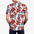 thumbnail image 4 of Balery Lilies Flowers Printed Men’s Short Sleeve Polo Shirt, Midweight Men's Shirt,Golf Polo shirts -Medium, 4 of 9