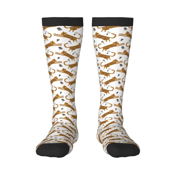 Fotbe Leopard Print Calcetas Divertidas Estampadas para Hombre y Mujer, Calcetas de Algodón hasta la Rodilla para Caminar, Correr, Enfermería y Embarazo
