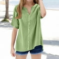 thumbnail image 2 of Taqqpue Girls Button Down Shirts Kids Short Sleeve V Neck T Shirts Casual Collared Cute Blouse Summer Classic Tops Shirt, 2 of 6