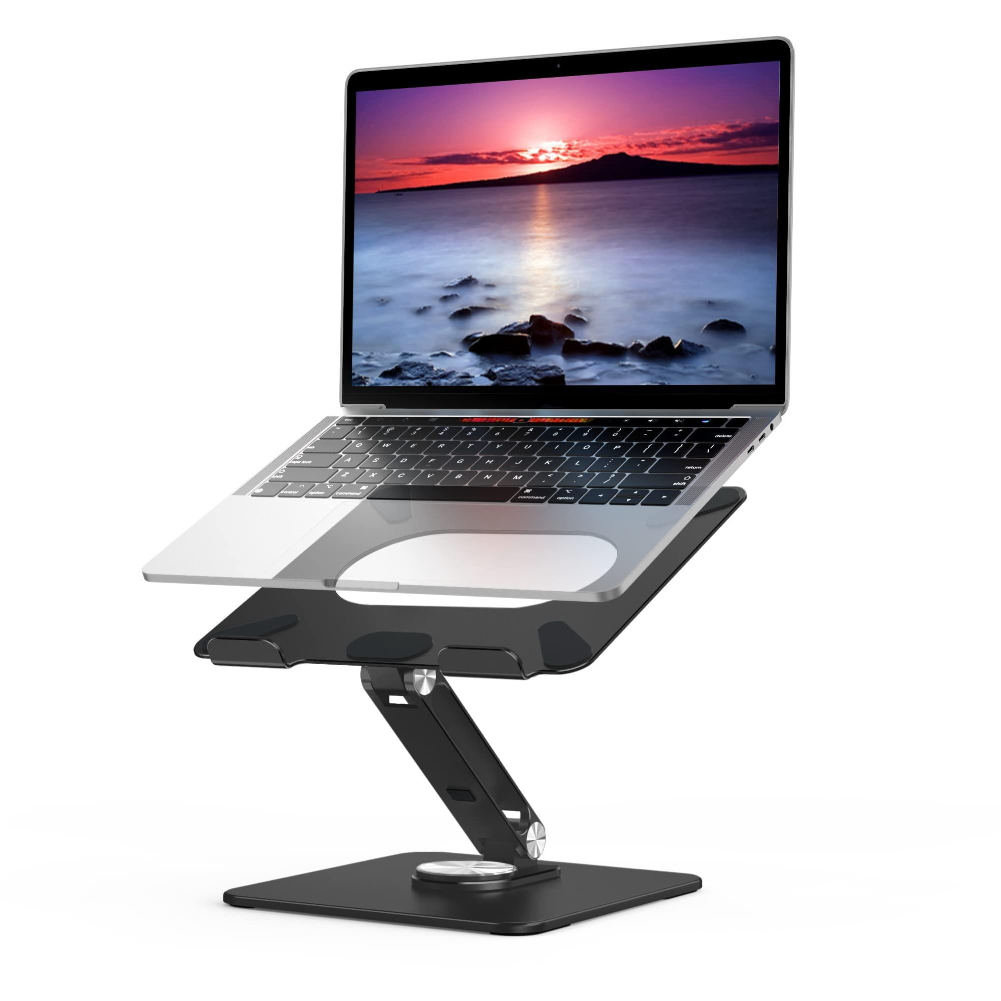Lsx7 Laptop Stand With 360 Rotating Base  Ergonomic Adjustable Notebook Riser Foldable Computer Holder Compatible 10-15.6" Laptops (black)