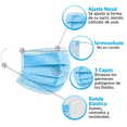 thumbnail image 2 of Cubrebocas Tricapa Tapabocas Plisado Termosellado Azul Niño 50 Pzs LINIUM HEALTH, 2 of 6