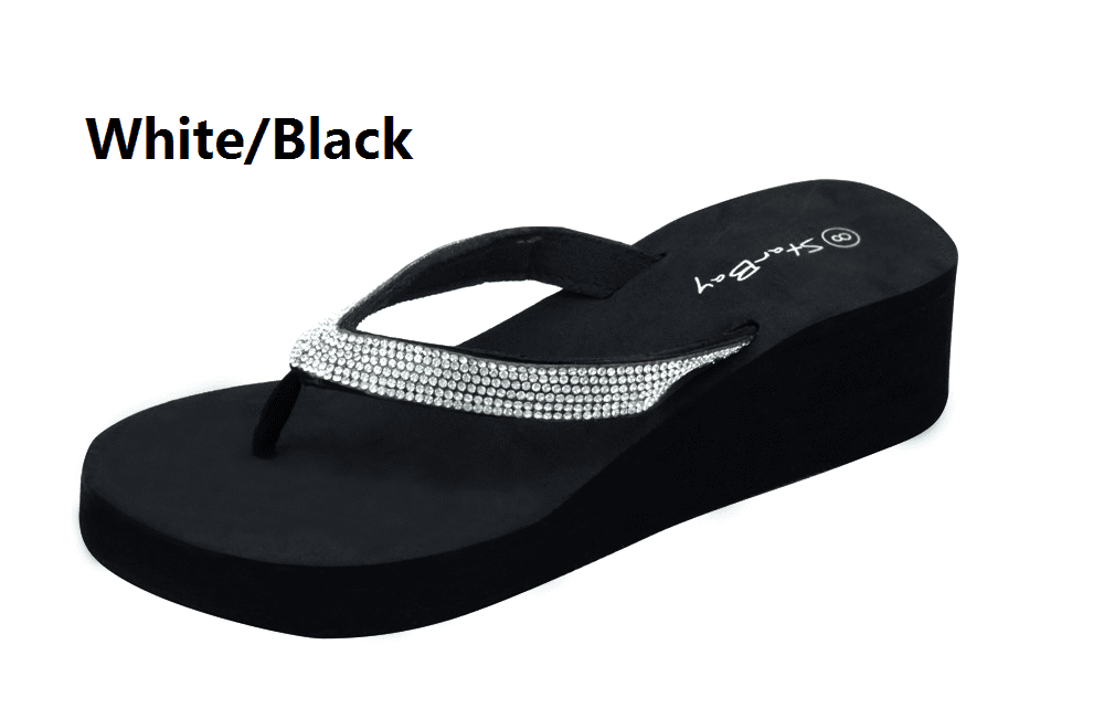 black diamante wedge sandals