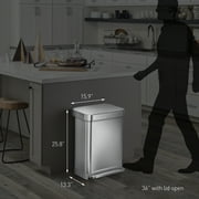 simplehuman Kitchen Trash Can, 11.8 Gallon Stainless Steel Step Garbage Bin with Soft Close Lid. White