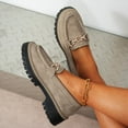 thumbnail image 6 of Khaki Womens Stylish Casual Soft Sole Low Heel Shallow Mouth Breathable Metal Chain Flat Bottom Thick Sole Loafers For Summer Fall, 6 of 8