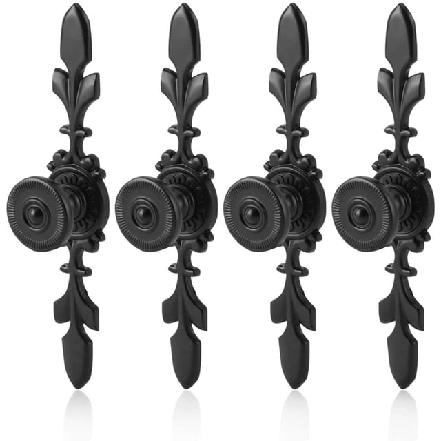 4 Pièces Poignée de Style Vintage Boutons de Porte, Rétro Noir Poignée de l'Armoire en Aluminium, pour les Portes de Garde-Robe Simples et Modernes, Tiroirs, Poignée de Matériel Ménager à un Trou (Noir)