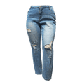 thumbnail image 5 of ELOQUII WOMENS PLUS SIZE Stretch Distressed Ripped BLUE SKINNY DENIM JEANS Pants, 5 of 5
