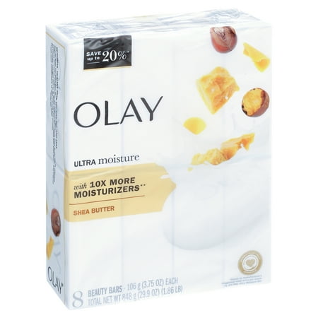 Olay Moisture Outlast Ultra Moisture Shea Butter Beauty Soap Bar 3.75 oz, 8 Count