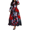 thumbnail image 2 of Jienlioq Femmes Robe Décolleté Femmes Casual Imprimé Bouton à Manches Longues Robe à Col Rond, 2 of 4
