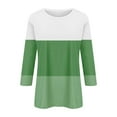 thumbnail image 4 of CLOISE Womens Tees Fall Cute Striped Tees Round Neck 3/4 Sleeve Tops Oversized Color Block Basic Shirts Flowy Clothes Green 2XL, 4 of 5
