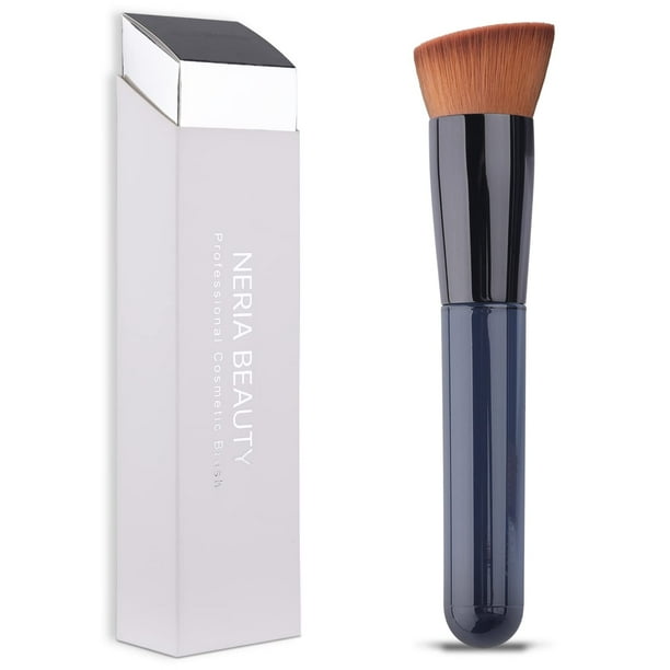 Brocha para base Kabuki con parte superior plana para maquillaje líquido, crema en polvo, tamaño de viaje, brochas de maquillaje para mezclar (131)
