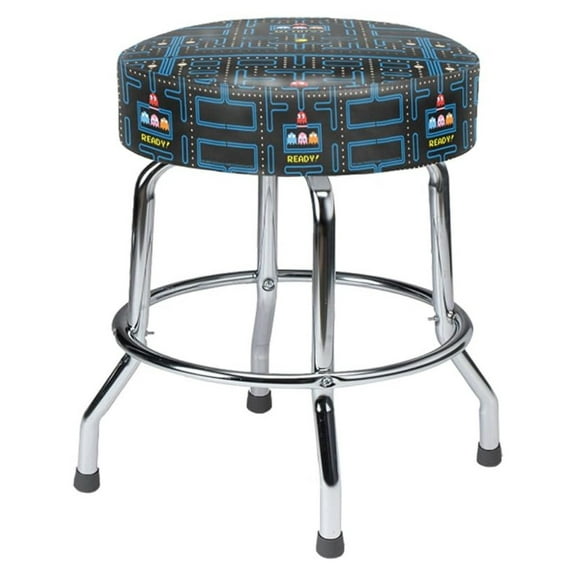 Pac Man Arcade Bar Stool - 19" Swivel Game Room Stool - Licensed Artwork - Perfect for Cocktail Table Games - Retro Gaming Furniture