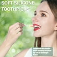 thumbnail image 6 of 160 Pcs Orange Dental Floss Picks and 100 Pcs Professional Toothpicks for Travel - Soft Silicone Braces Brush, Floss Sticks for Teeth, Disposable Interdental Brushes for Cleaning Teeth Health, 6 of 8