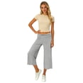thumbnail image 6 of IYYVV Fold Over Capri Pants for Women Low Rise Wide Leg Yoga Capris Summer Cute Going Out Flowy Gaucho Pants Streetwear Gray S, 6 of 7