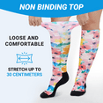 thumbnail image 6 of AMITOFO Diabetic Socks for Women, Non Binding Top, Seamless Toe, Loose Fit, Ultra Stretch Design for Swollen Legs, Edema, Elderly, Pink Flower, 9-11, 6 of 8