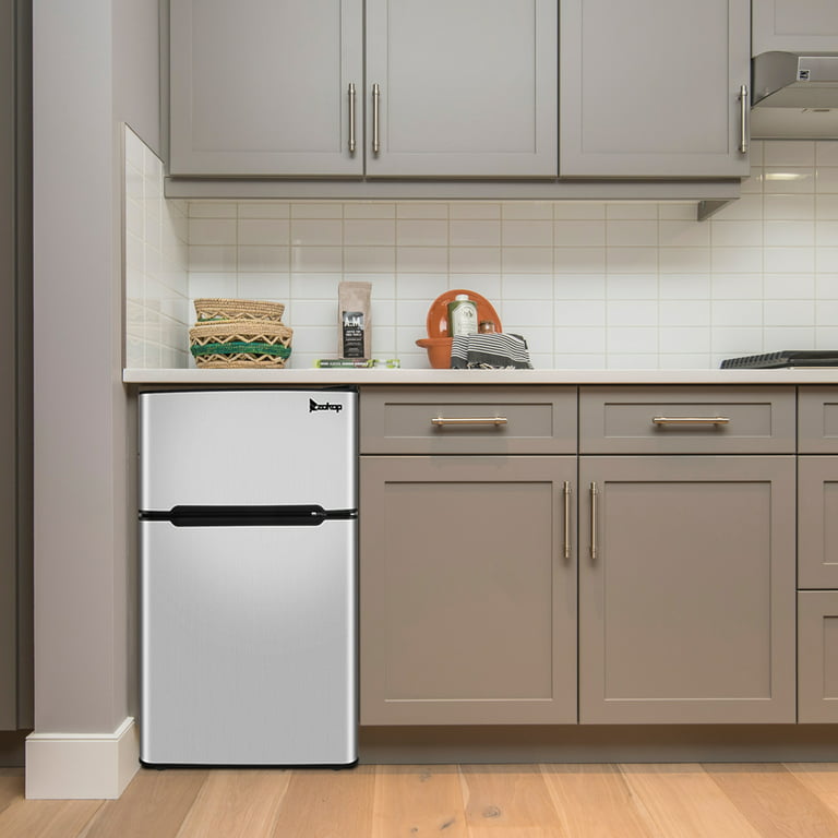 Compact Mini Refrigerator Freezer Cooler, Dual Door Small Refrigerator with  Freezer and Refrigeration, Small Refrigerator for Dorm, Garage, Office