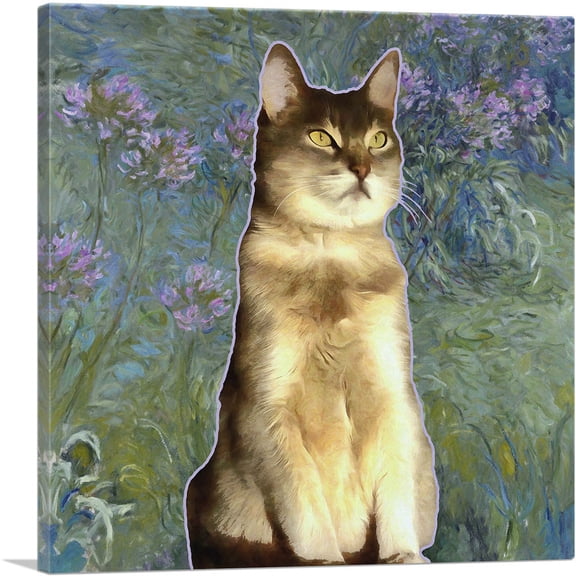 ARTCANVAS Abyssinian Cat Breed Garden Canvas Art Print - Size: 12" x 12" (1.50" Deep)