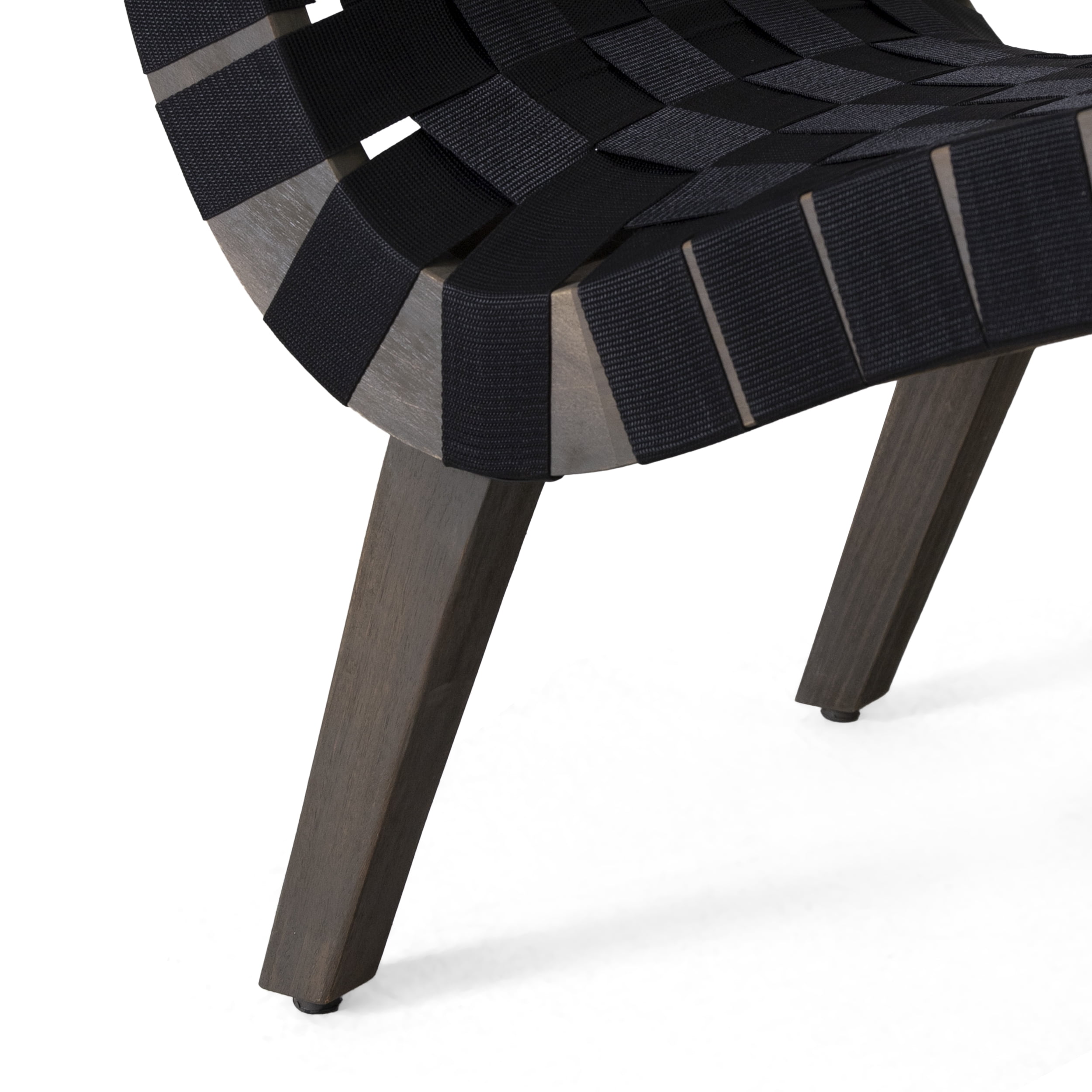 Morganton Rope Weave Outdoor Chat Set, Black and Teak