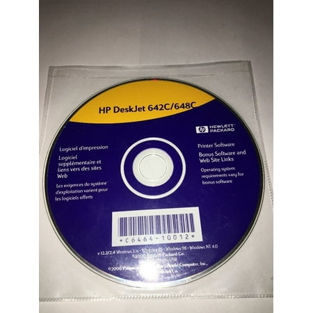 HP Deskjet 642C/648C WINDOWS 3.1x,95,98,NT 4.0,v 3.1 Mac OS 8.1&USB CD COMP