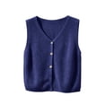thumbnail image 6 of Wyongtao Womens Sweater Vest Knitted V Neck Sleeveless Button Down Cardigan Lightweight Casual Trendy Fall Clothes (2XL, Navy), 6 of 7
