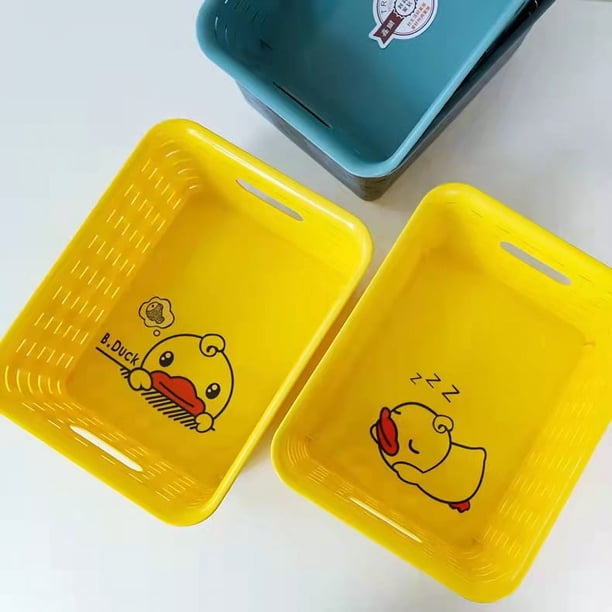 Artículos varios para el hogar, almacenamiento de pato amarillo, canasta de plástico, almacenamiento de artículos pequeños, canasta de almacenamiento de escritorio hueca