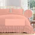 thumbnail image 3 of 5 Piece Luxury 5 Inch Two Layer Ruffle Comforter 550 GSM All Season (Twin/Twin XL Size) Premium Super Soft - 800 TC, 100% Egyptian Cotton- Solid Peach Colour, 3 of 7