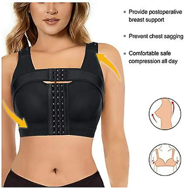 Women's Underwear Front Button Bra,fixed And Pressurized Breast-receiving  Underwear After Breast Surgery, Adjustable Bra Support Belt (l Size,  Black)--(Quantity) 