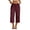 Wine, variant on Posijego Women's Capri Pants Drawstring Elastic Waist Wide Leg Capris Summer Casual Cropped Loose Pants with Pockets S-3XL