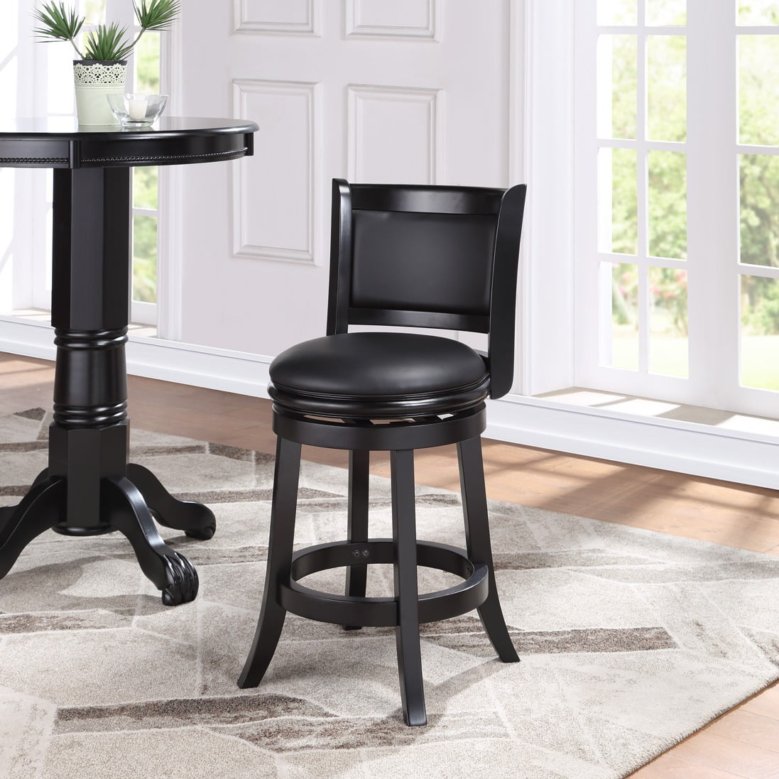 Boraam Augusta 24in. Swivel Wood Counter Stool Black Finish