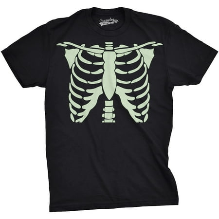 - Mens Glowing Skeleton Rib Cage Cool Bones T shirt