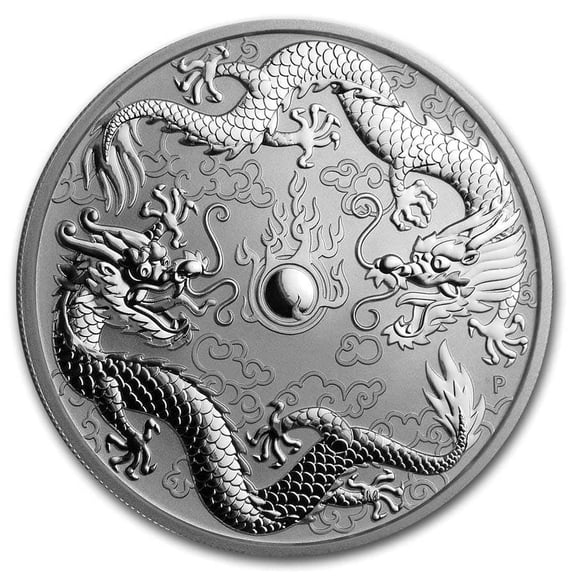 2019 Australia 1 oz Silver Double Dragon BU