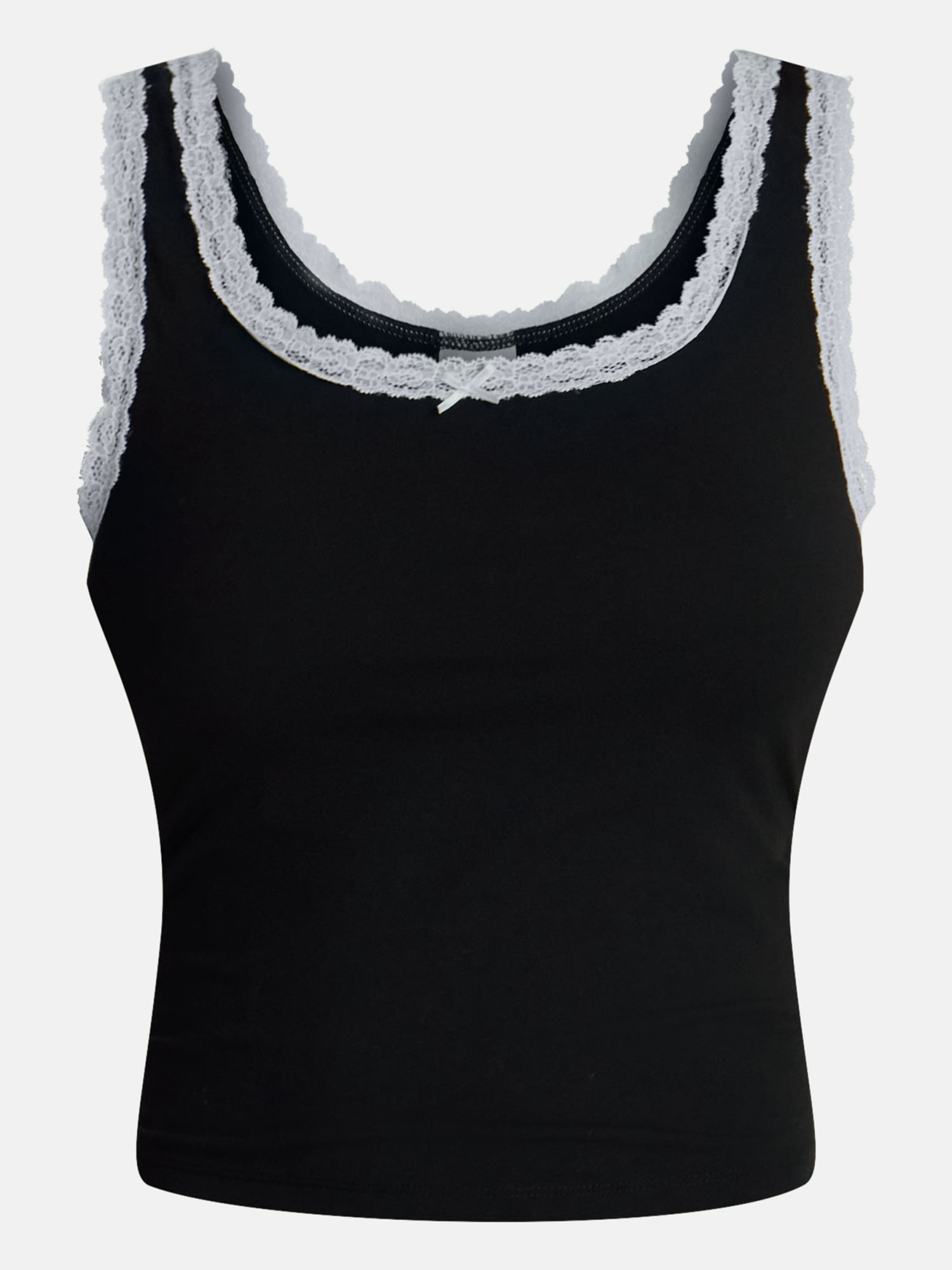 No Boundaries Cotton Blend Jersey Sleep Lace Tank Top, Women’s XXS-3X