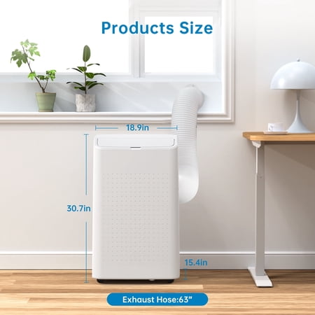 High-Efficiency 15,000 BTU Portable Air Conditioner, 3-in-1 AC with Dehumidifier & Fan, Quiet Operation, Cools Up to 850 Sq.Ft, Remote Control & Easy Installation Kit for Bedroom, Office, Kitchen