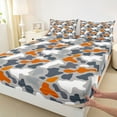 thumbnail image 3 of Castle Fairy Grey Orange Camo 4 Pieces Queen Sheet Sets for Children Teens Adults,Vintage Camouflage Ultra Soft Flat Sheet,Abstract Geometric Queen Fitted Sheet,Super Cozy Room Decor, 3 of 7