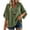 Green, variant on hoksml Women Raglan Gathered Notch V Neck Dolman Half Sleeve Blouse Cotton Linen Crinkle Loose Curved Hem Casual Top for Daily Vacation