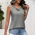 thumbnail image 6 of YUGYXL Womens Tank Tops Button Spring Summer Sleeveless Tee Henley Shirt Square Neck Basic Outfits Clothes Gray Top M, 6 of 9