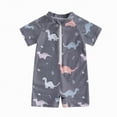 thumbnail image 4 of NIEWTR Toddler Baby Boy Short Sleeve Rashguard Sets Kids One Piece Swimsuit Bathing Suit UPF 50+ UV Zipper Swimwear(Grey,6-12 Months), 4 of 4