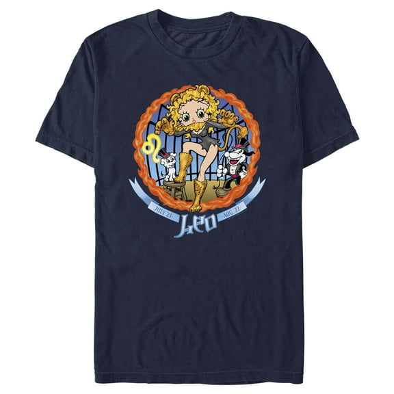 Men's Betty Boop Leo Zodiac Graphic Tee Navy Blue X Large