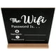 thumbnail image 5 of Letrero de contraseña WiFi de madera para mesa, con base de madera, ideal para decoración de centros de mesa de hotel, oficina y hogar., 5 of 7