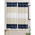 thumbnail image 2 of Bedroom Curtains 63 Inches length, Navy Beige Striped Window Treatment Curtain Drapes, Gradient Geometric Blue White Rod Pocket Curtain Panels for Living Room Kitchen, 42"x63", 2 Panels, 2 of 7